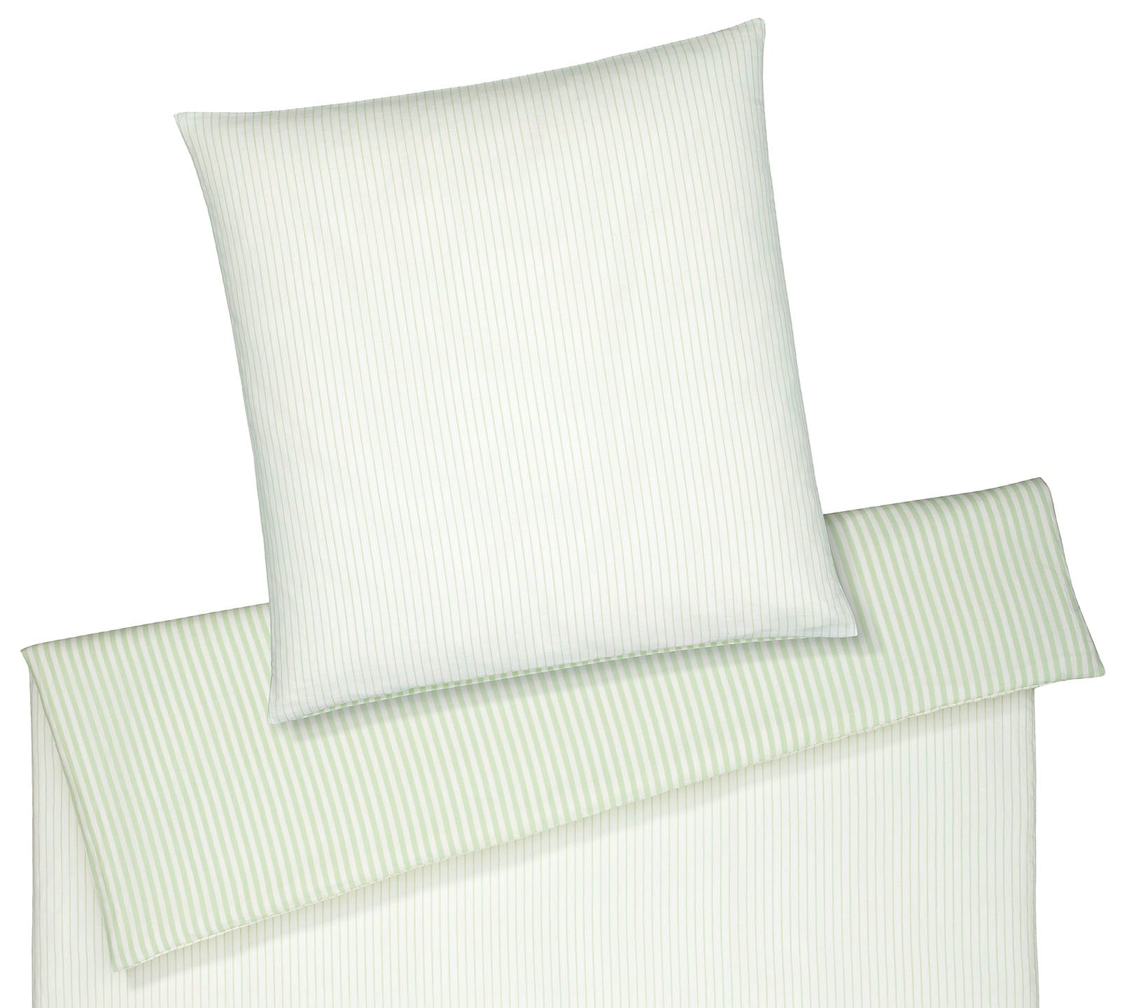 Halbleinen Wende-Bettwäsche Bold in Pastellgrün Uni Streifen Freisteller #farbe_Bold Pastellgrün