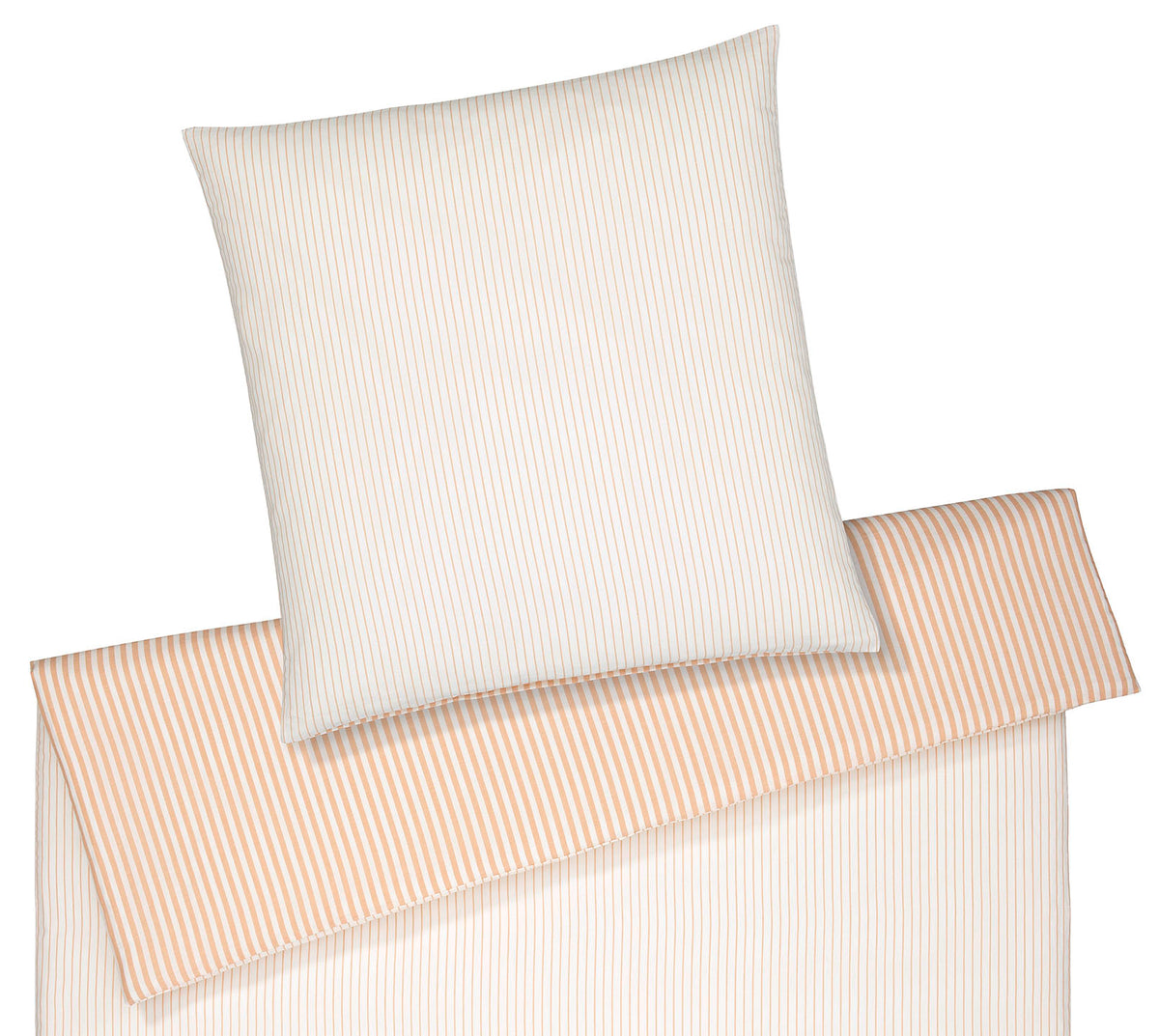 Halbleinen Wende-Bettwäsche Bold in Pfirsich Uni Streifen Freisteller #farbe_Bold Pfirsich