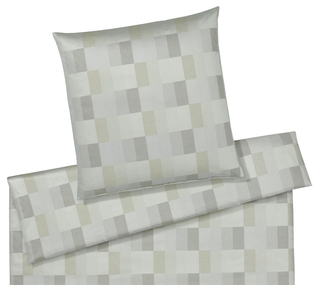 Jacquard Bettwäsche Piazza in Beige Karos Freisteller #farbe_Natur