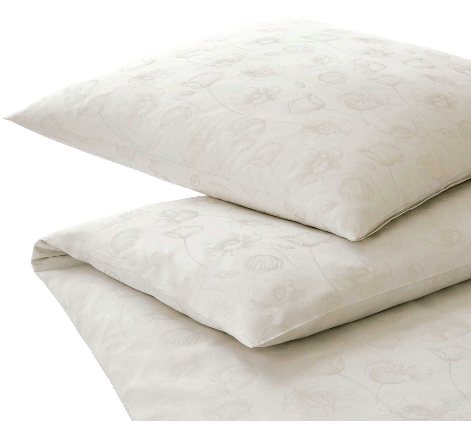 Jacquard Bettwäsche Poppy in Natur Mohnblüten Freisteller #farbe_Poppy Natur