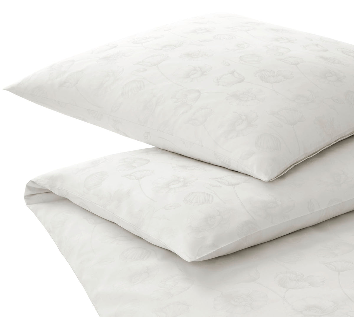 Jacquard Bettwäsche Poppy in Weiß Mohnblüten Freisteller #farbe_Poppy Weiß