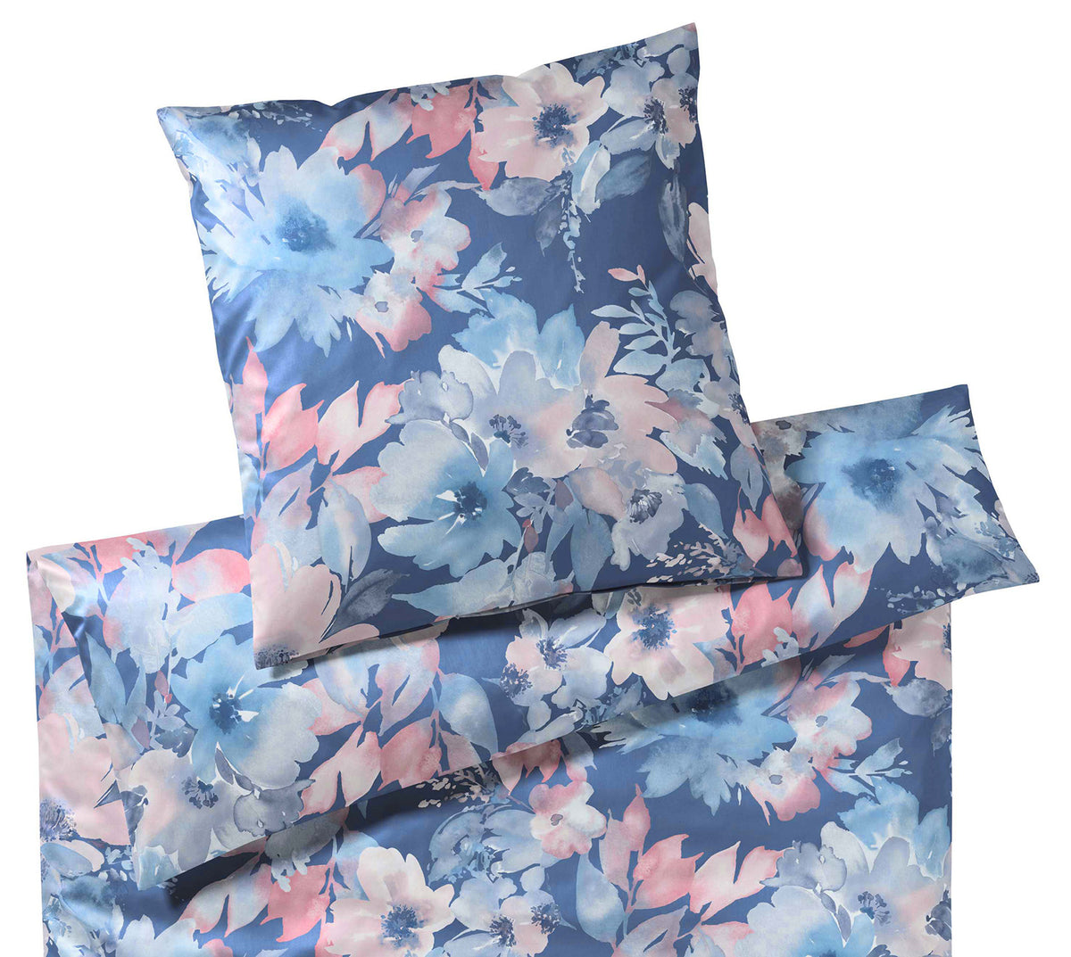 Jersey Bettwäsche Bloom Jersey in Denim Blumen Freisteller #farbe_Bloom Jersey Denim