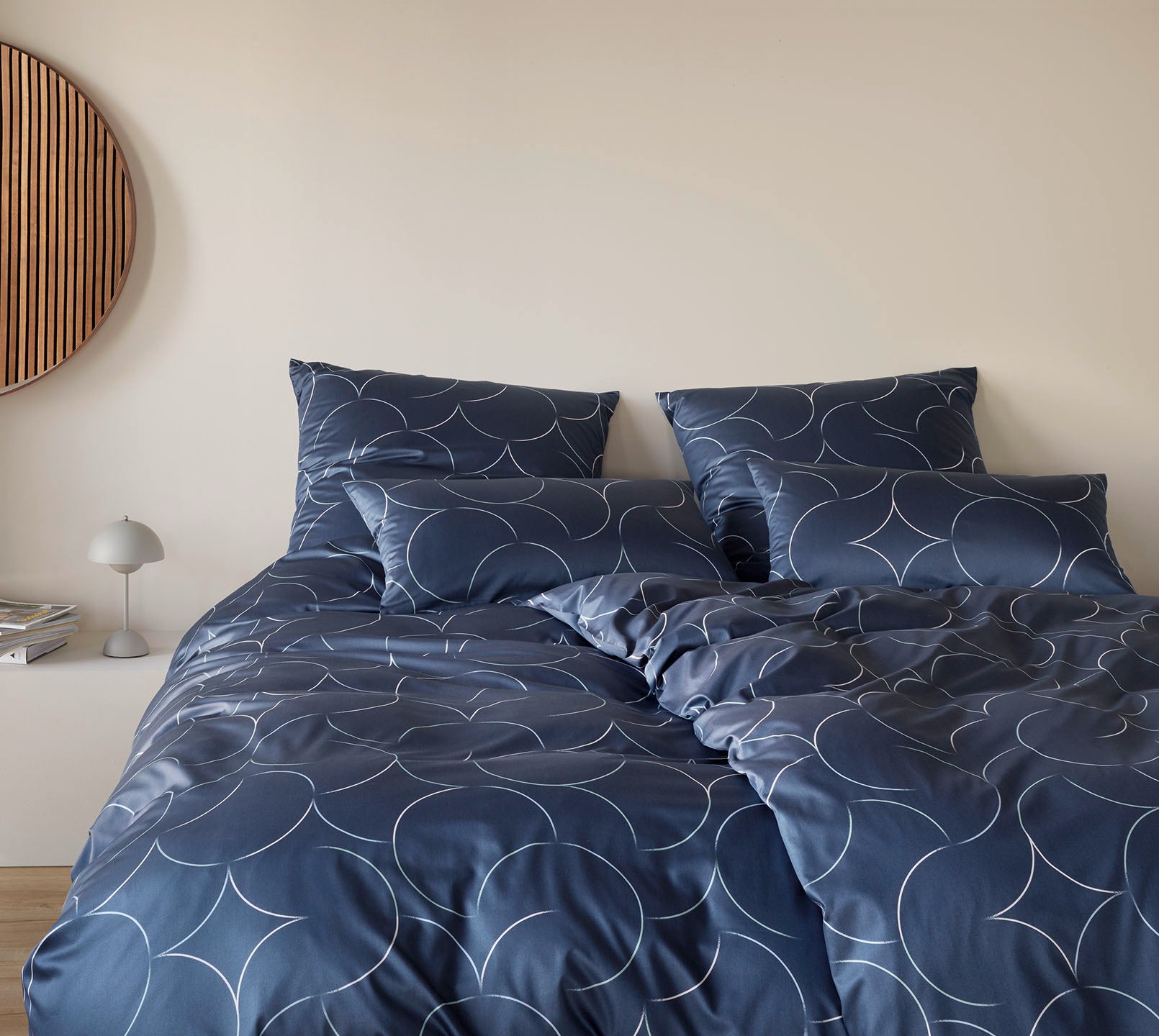 Jersey Bettwäsche Circus Jersey in Nachtblau Kreise Schlafzimmer #farbe_Circus Jersey Nachtblau