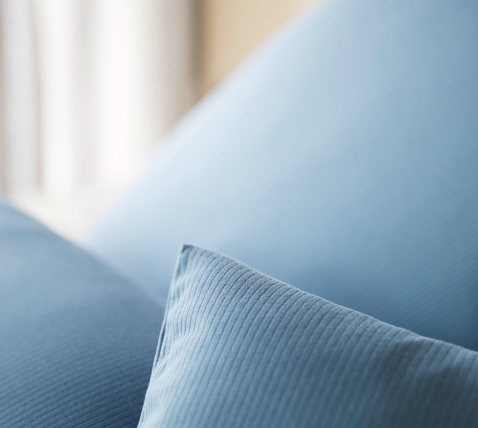 Jersey Bettwäsche Cord Jersey in Rauchblau Uni-Struktur Detail 2 #farbe_Cord Jersey Rauchblau