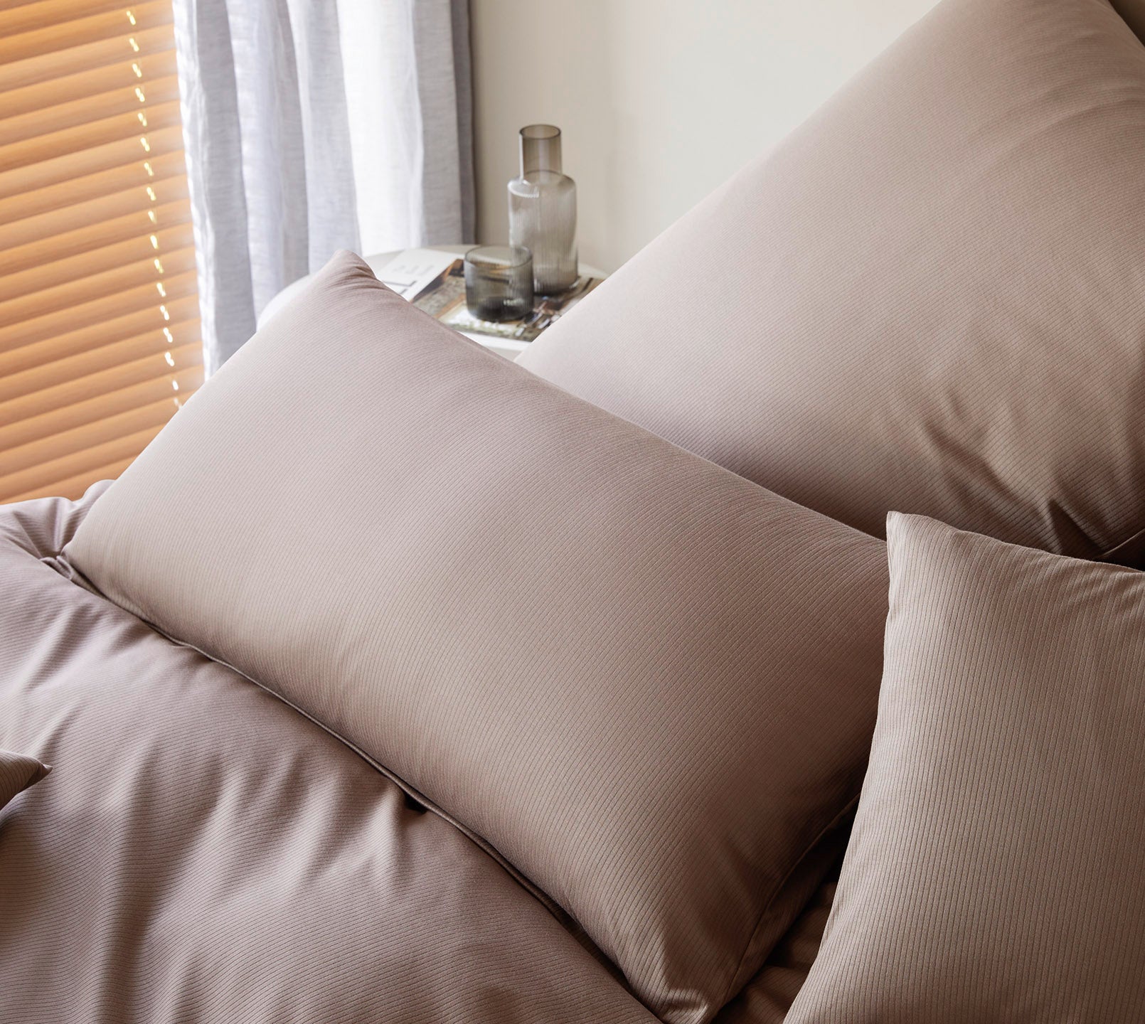 Jersey Bettwäsche Cord Jersey in Mocca Uni-Struktur Schlafzimmer #farbe_Cord Jersey Mocca