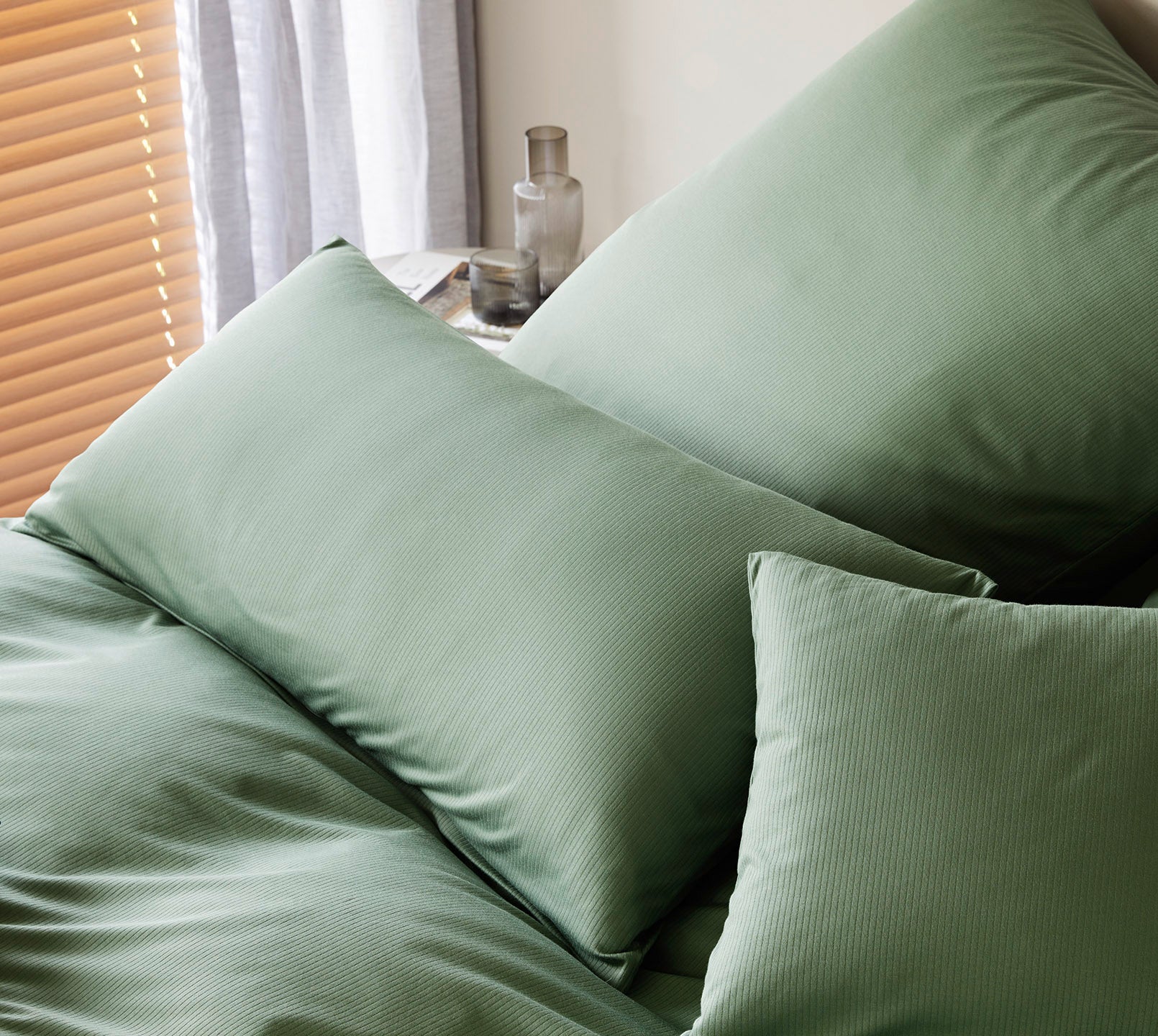 Jersey Bettwäsche Cord Jersey in Pistazie Uni-Struktur Schlafzimmer #farbe_Cord Jersey Pistazie