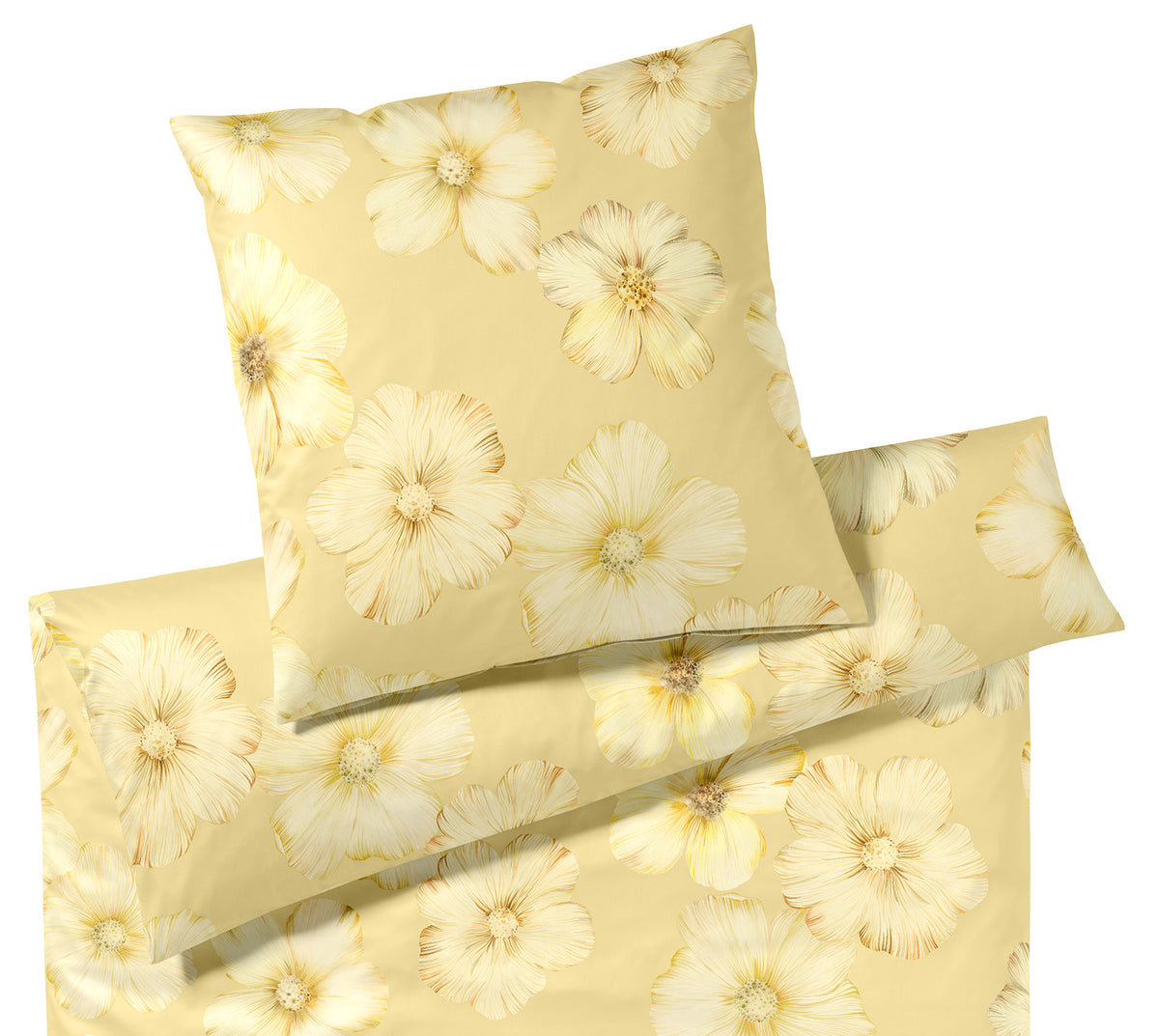 Jersey Bettwäsche Devine Jersey in Gelb Blüten Freisteller #farbe_Devine Jersey Gelb