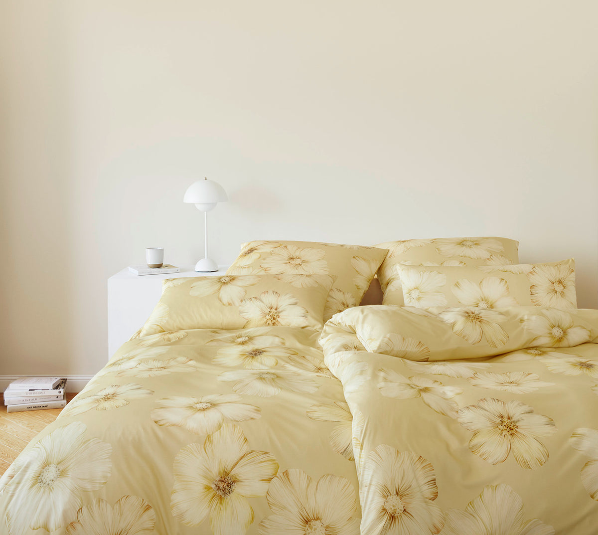 Jersey Bettwäsche Devine Jersey in Gelb Blüten Schlafzimmer #farbe_Devine Jersey Gelb