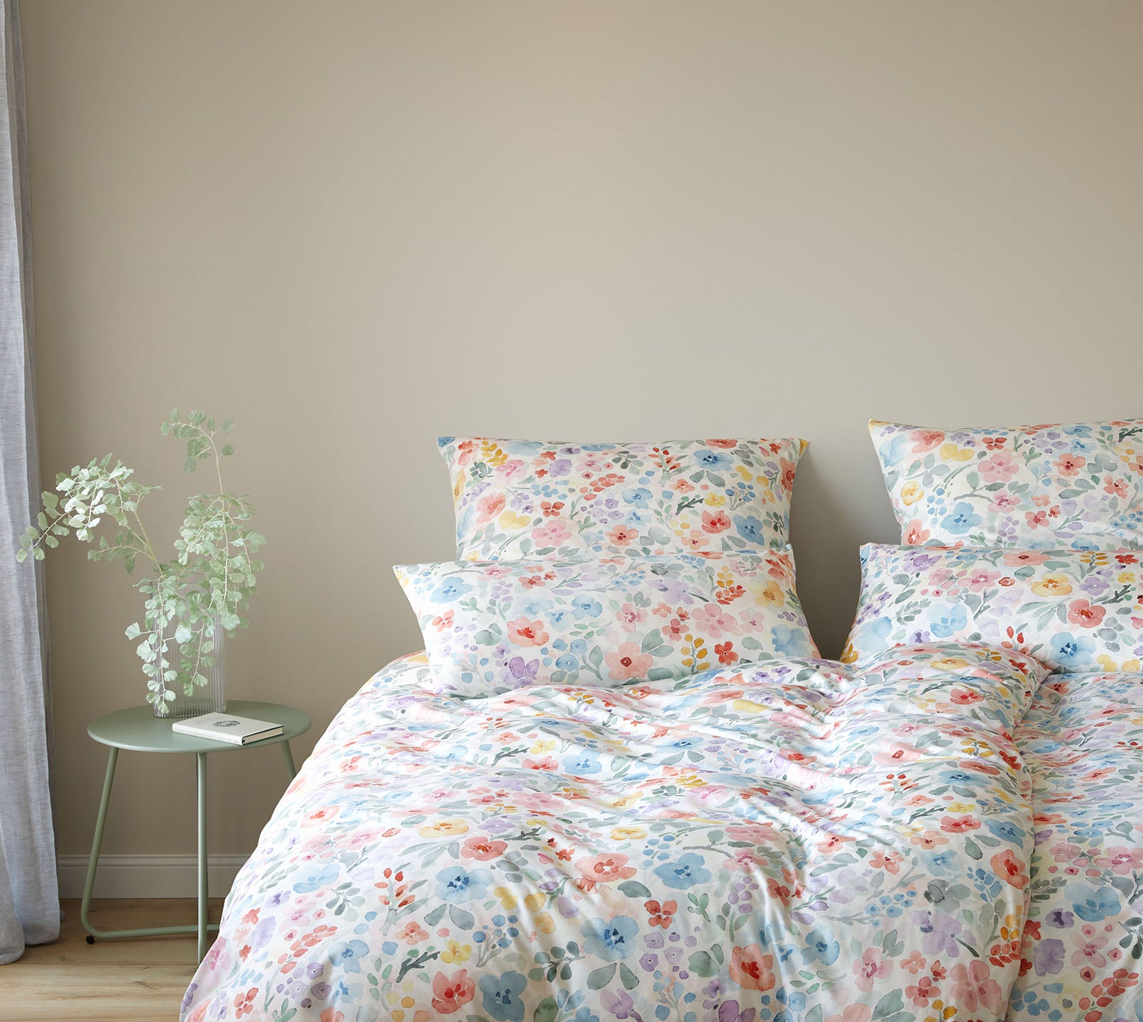 Jersey Bettwäsche Gentle Jersey in Blau Blumen Schlafzimmer #farbe_Gentle Jersey Blau