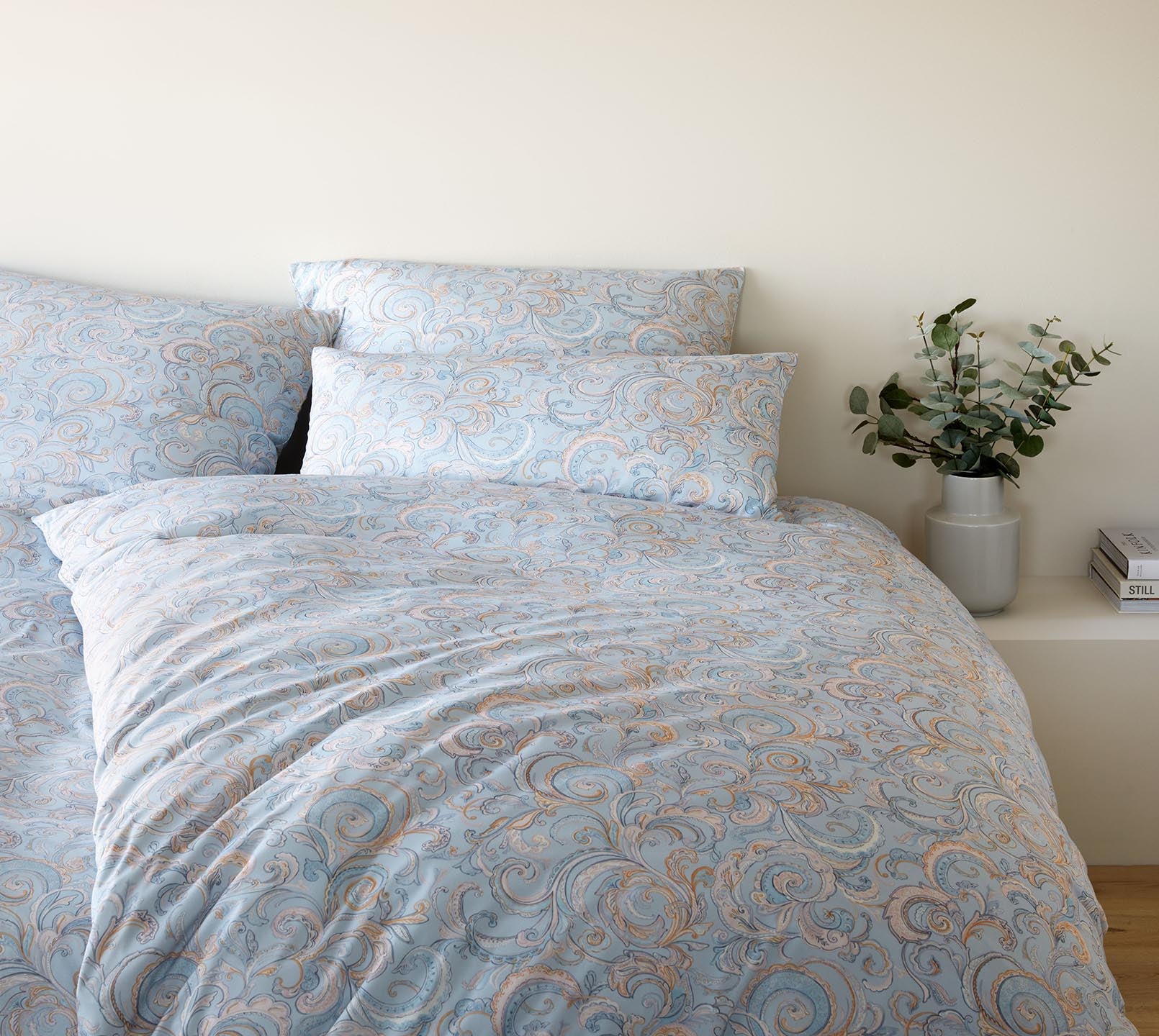 Jersey Bettwäsche Grace in Bleu Paisley Schlafzimmer #farbe_Grace Bleu
