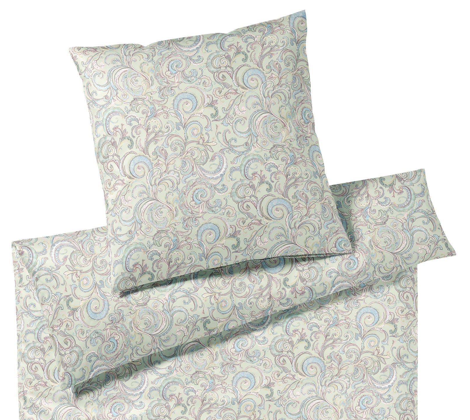 Jersey Bettwäsche Grace in Zartgrün Paisley Freisteller #farbe_Grace Zartgrün