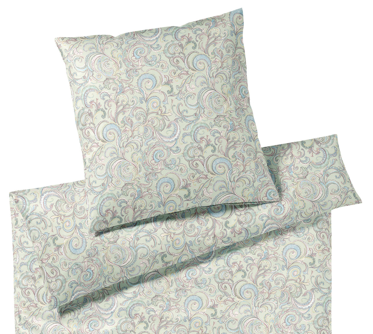 Jersey Bettwäsche Grace in Zartgrün Paisley Freisteller #farbe_Grace Zartgrün