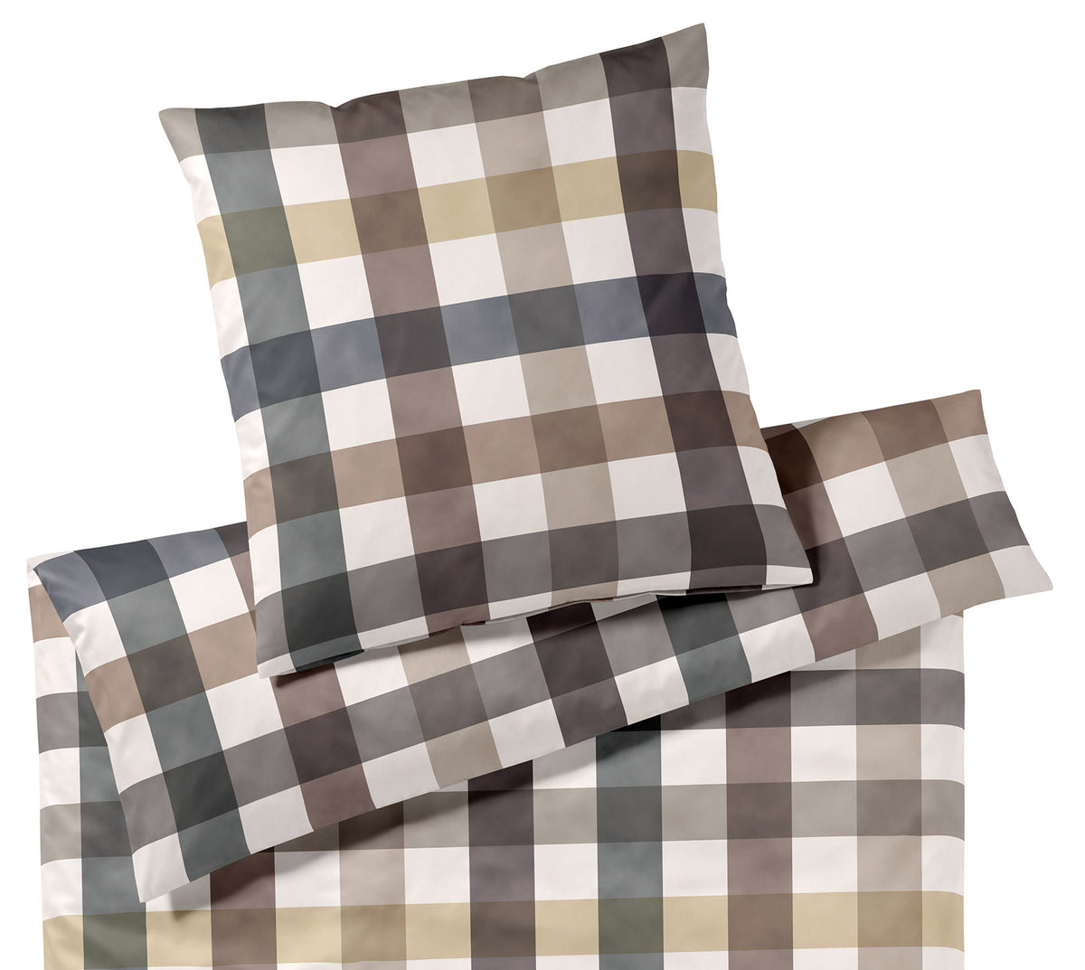 Jersey Bettwäsche Kuschel Karo in Multi Natur Karo Freisteller #farbe_Kuschel Karo Multi Natur