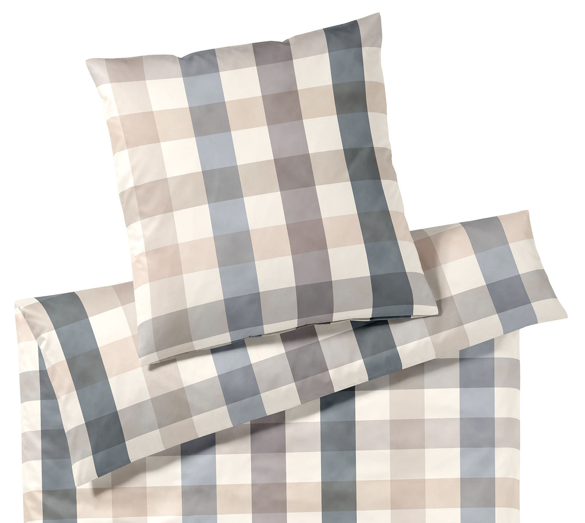 Jersey Bettwäsche Kuschelkaro in Kiesel Karo Freisteller #farbe_Kuschel Karo Kiesel