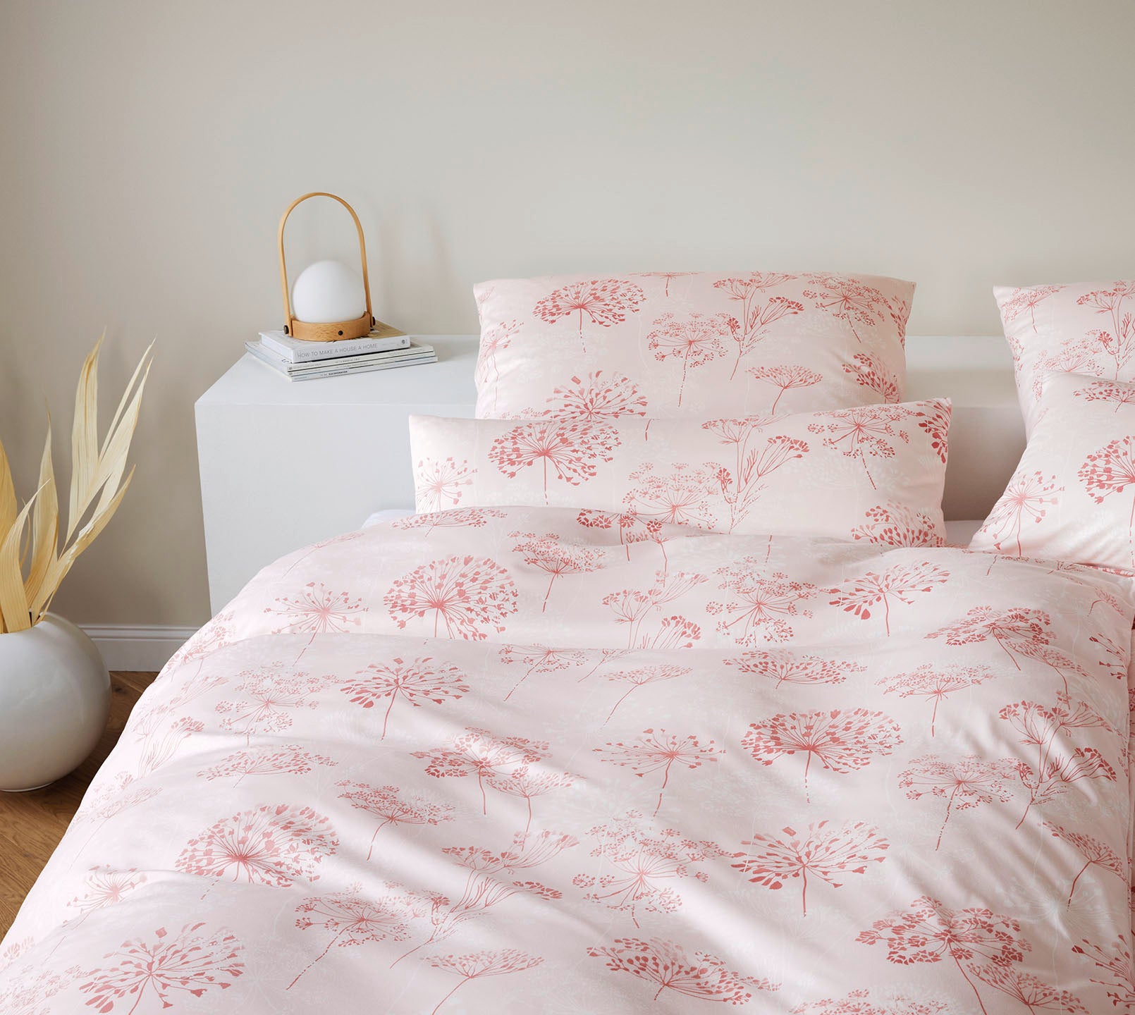 Jersey Bettwäsche Meadow Jersey in Koralle Blüten Schlafzimmer #farbe_Meadow Koralle