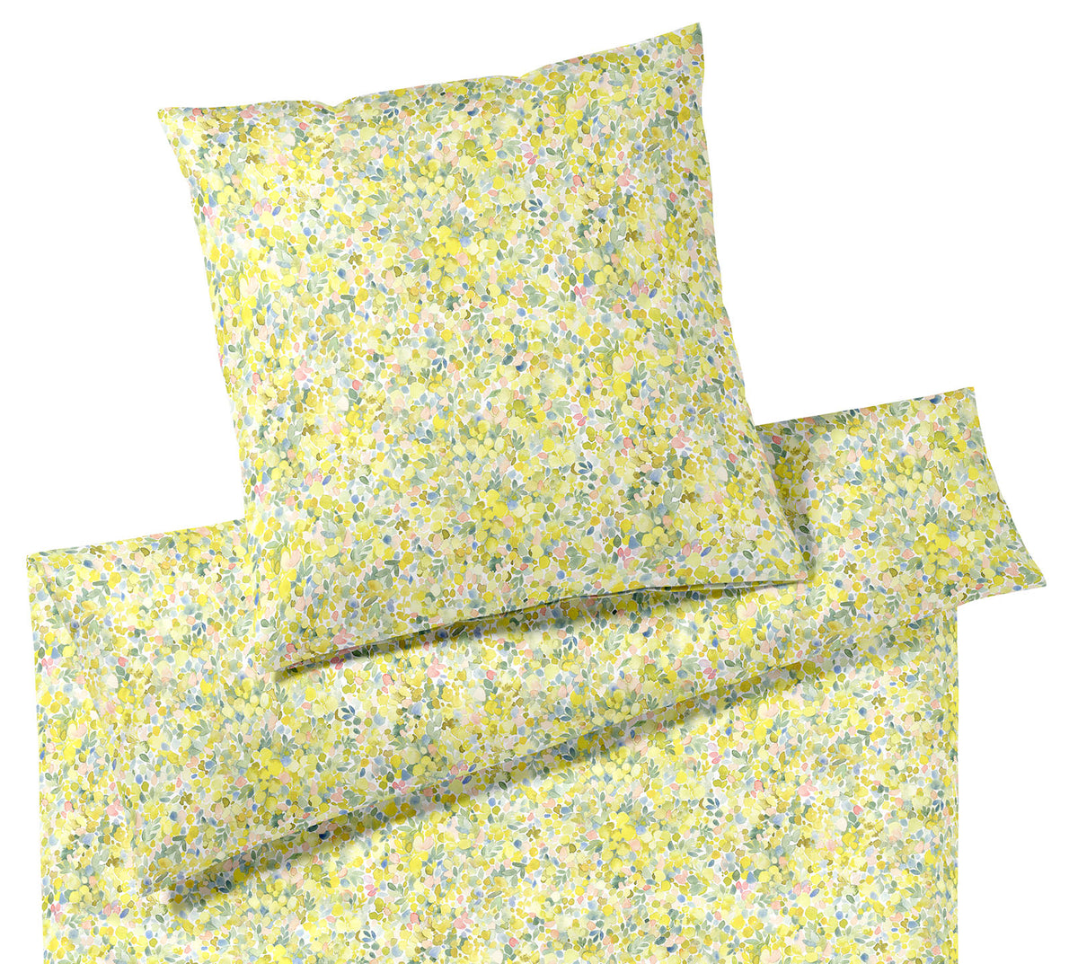 Jersey Bettwäsche Mimosa Jersey in Zitronengelb Blüten Freisteller #farbe_Mimosa Jersey Zitronengelb