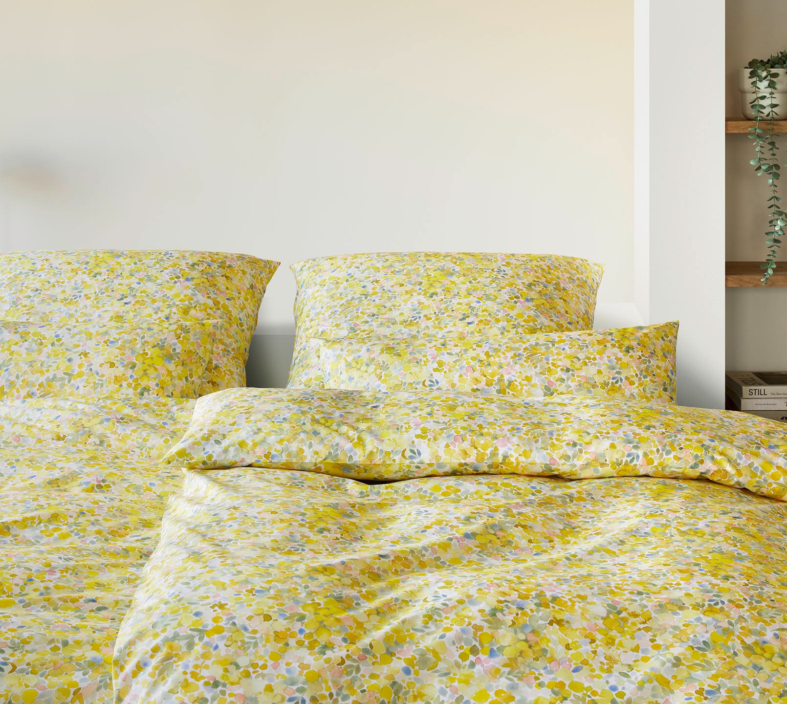 Jersey Bettwäsche Mimosa Jersey in Zitronengelb Blüten Schlafzimmer #farbe_Mimosa Jersey Zitronengelb