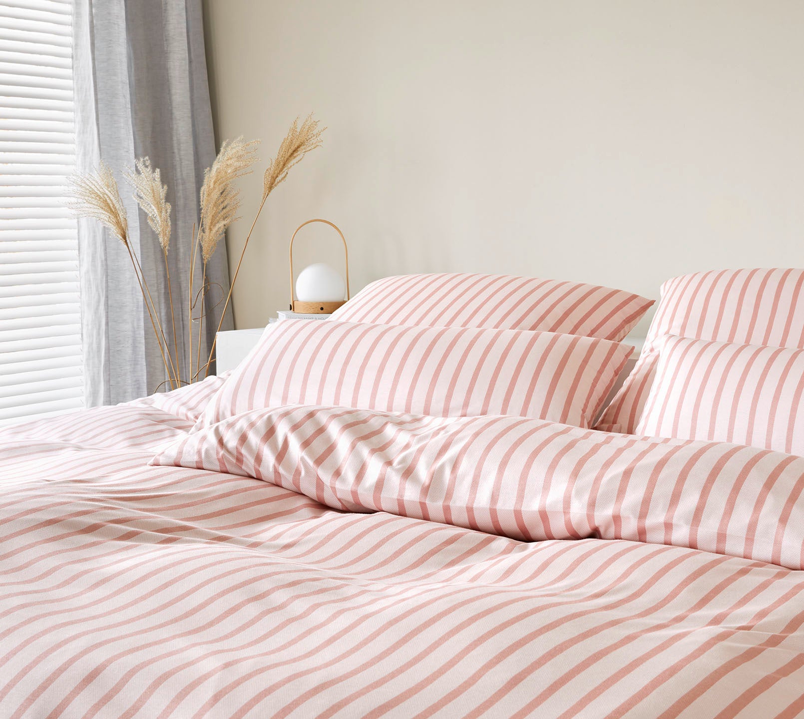 Jersey Bettwäsche Naturally Jersey in Koralle Streifen Schlafzimmer #farbe_Naturally Koralle