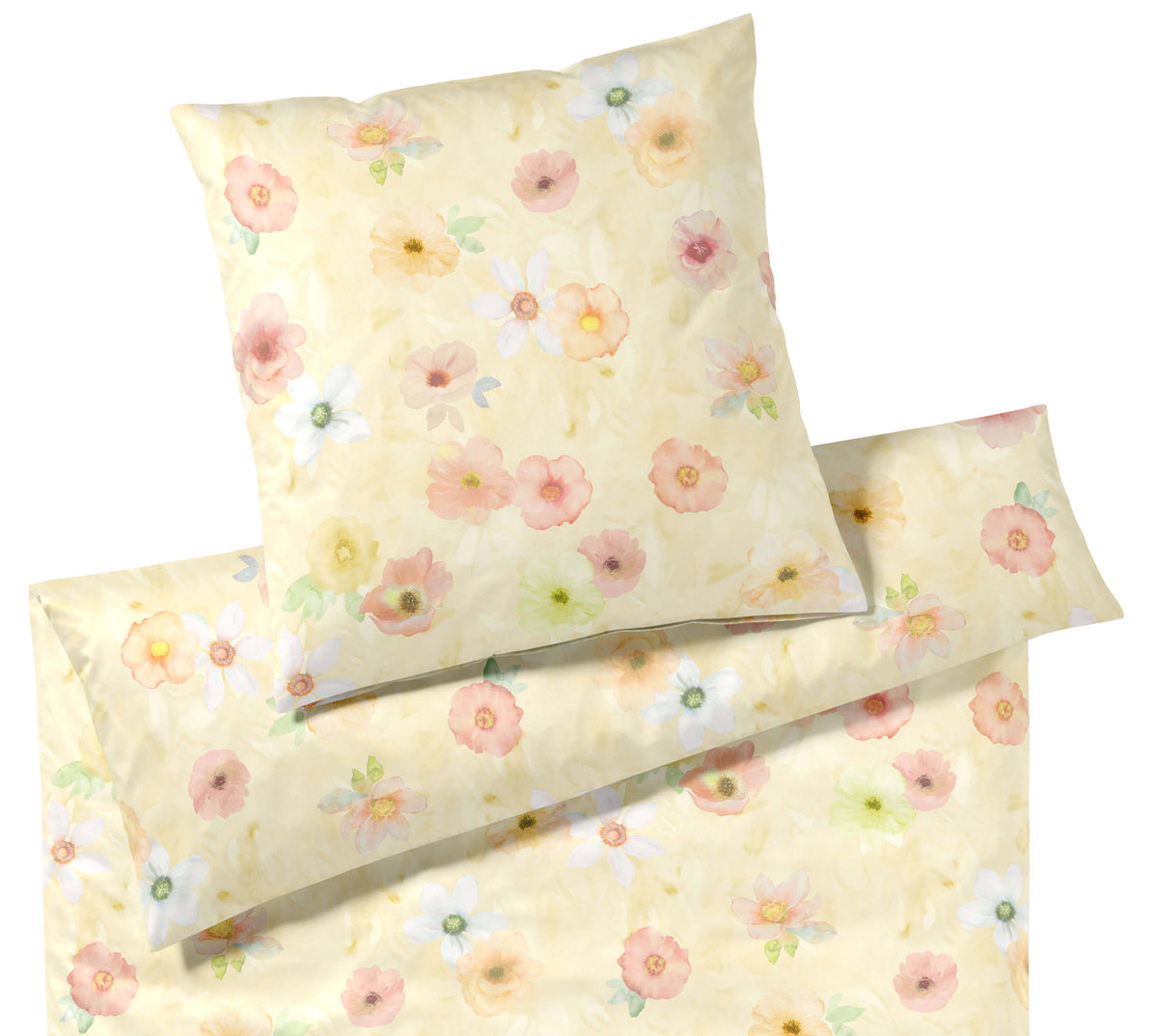 Jersey Bettwäsche Pastel Jersey in Gelb Blüten Freisteller #farbe_Pastel Jersey Gelb