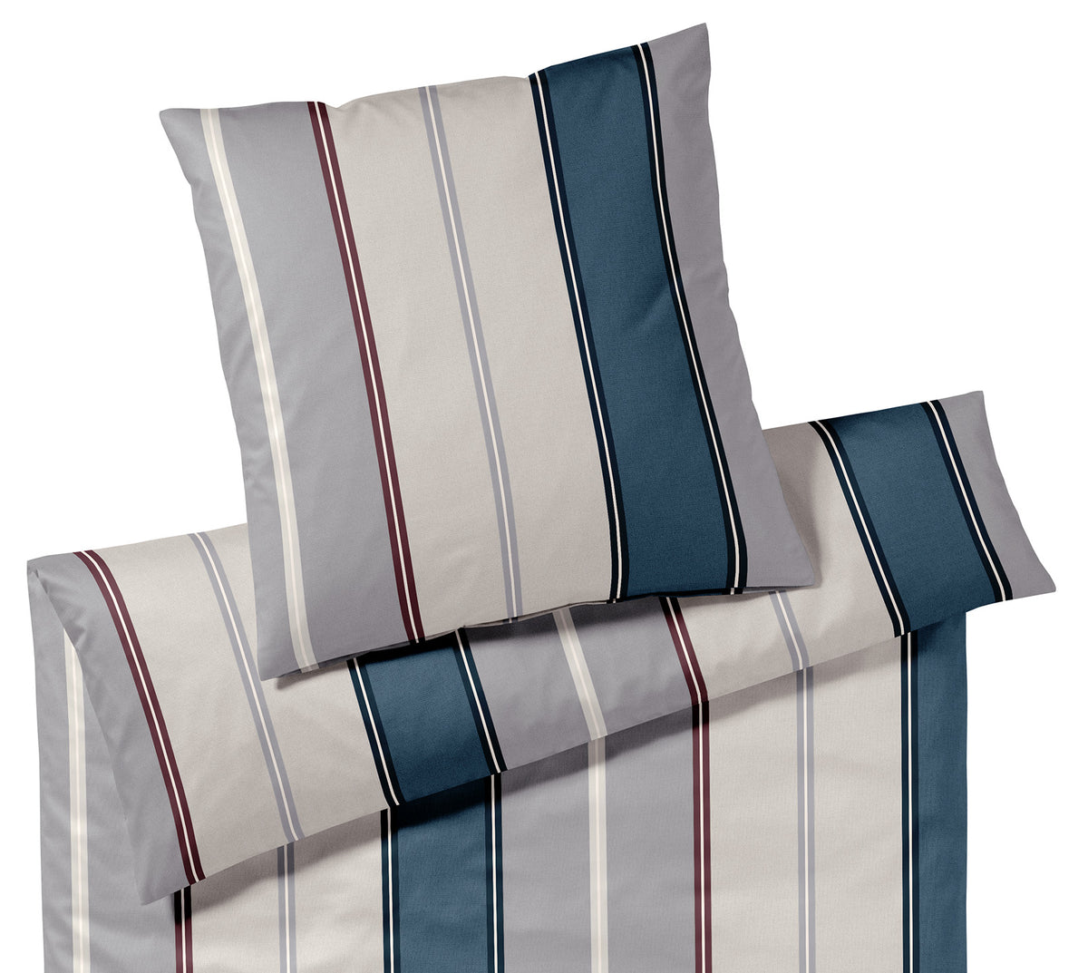 Jersey Bettwäsche Queens in Rauchblau Streifen Freisteller #farbe_Queens Rauchblau