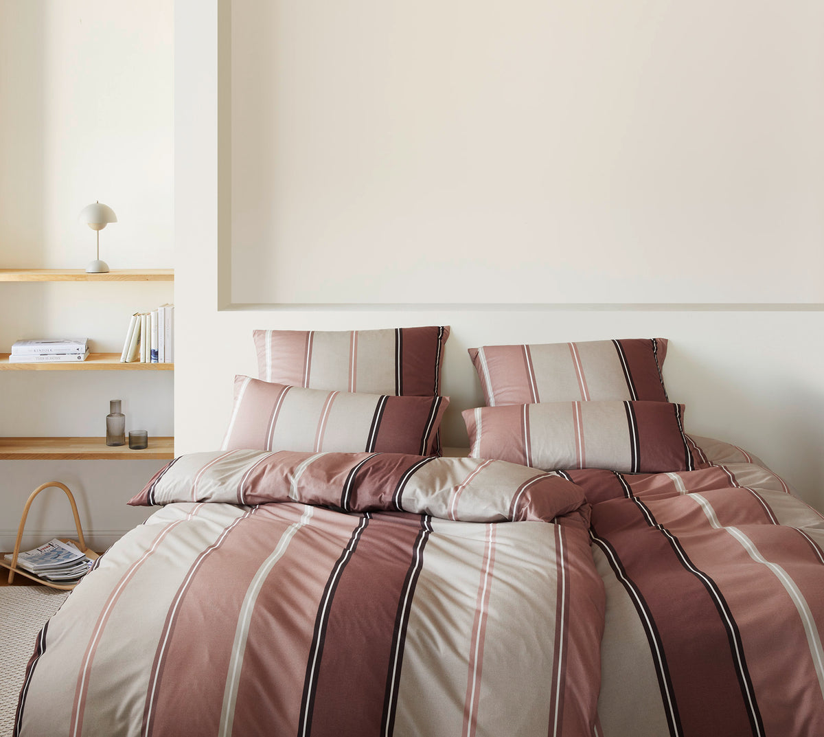 Jersey Bettwäsche Queens in Ziegel Streifen Schlafzimmer #farbe_Queens Ziegel