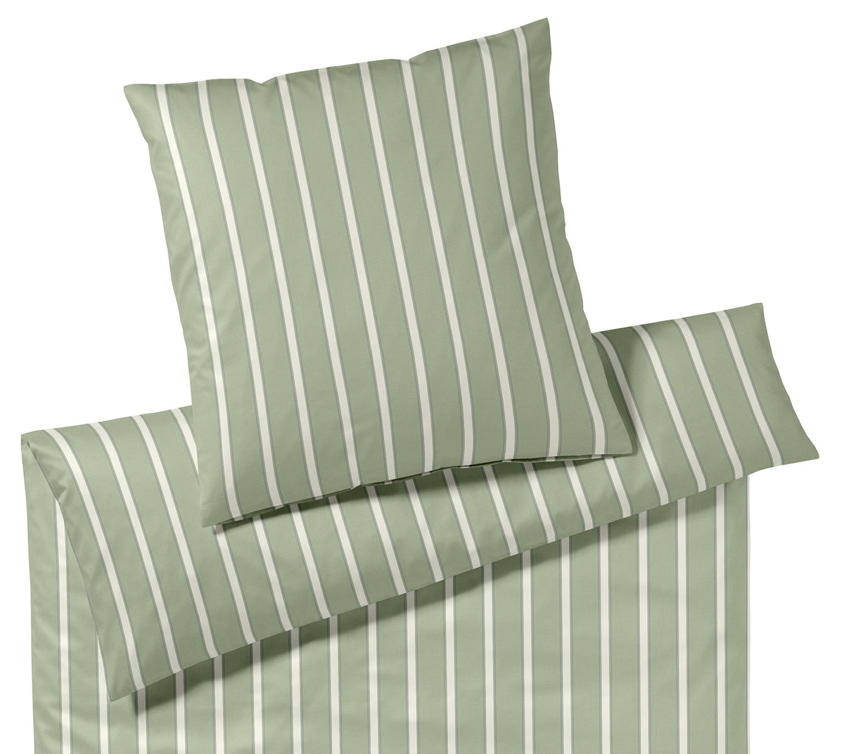 Jersey Bettwäsche Refrain Jersey in Salbei Streifen Freisteller #farbe_Refrain Jersey Salbei