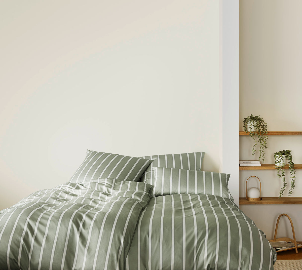 Jersey Bettwäsche Refrain Jersey in Salbei Streifen Schlafzimmer #farbe_Refrain Jersey Salbei