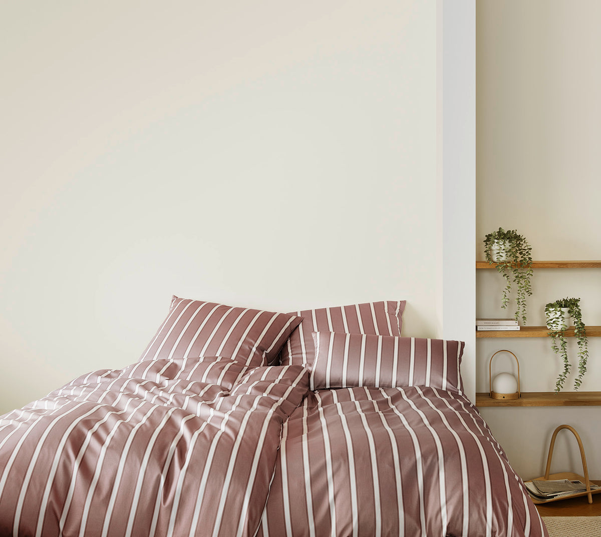Jersey Bettwäsche Refrain Jersey in Mauve Streifen Schlafzimmer #farbe_Refrain Jersey Mauve