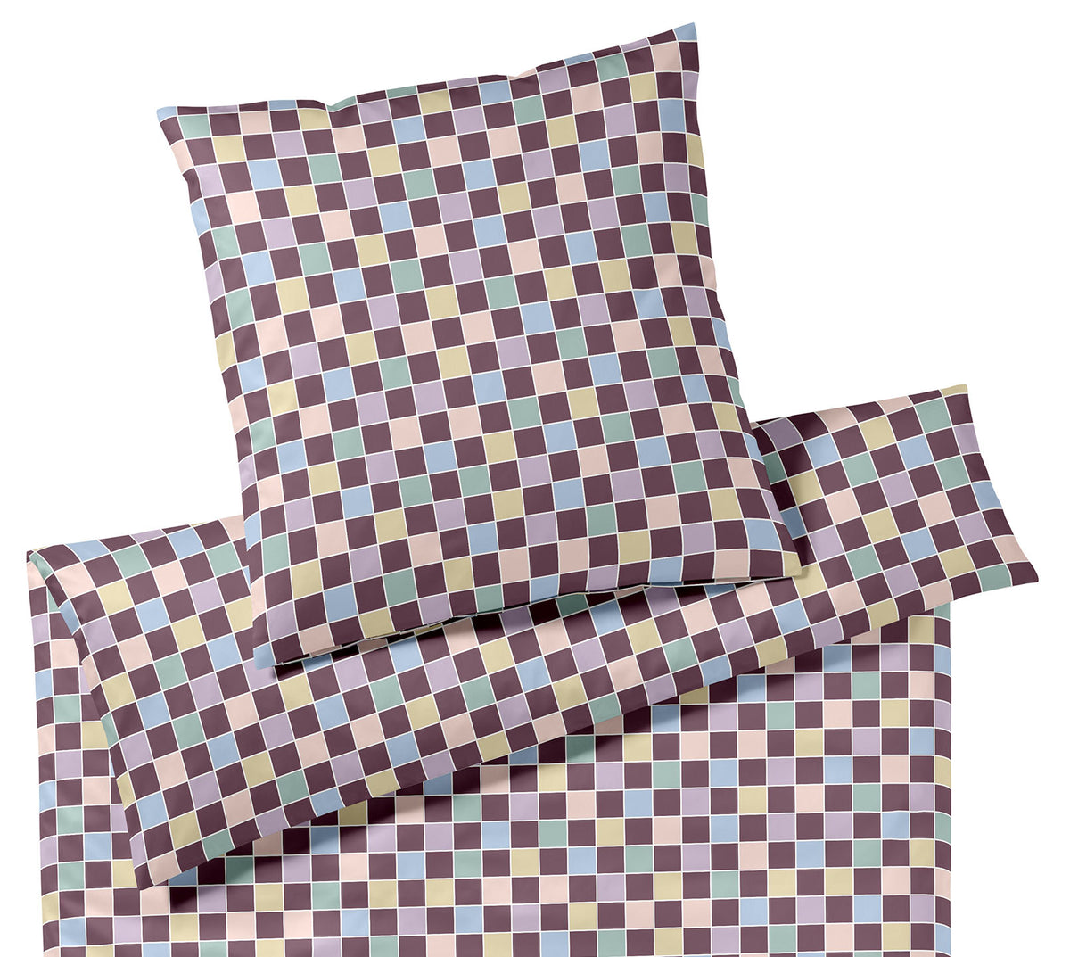 Jersey Bettwäsche Scrabble Jersey in Merlot Karo Freisteller #farbe_Scrabble Jersey Merlot 