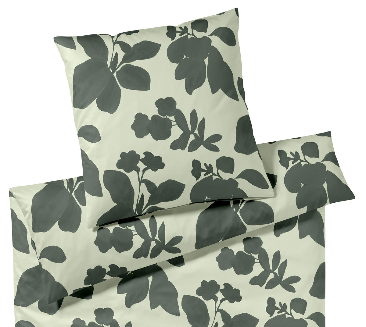 Jersey Bettwäsche Shadows in Forest-Green Blüten Freisteller #farbe_Shadows Forest-Green