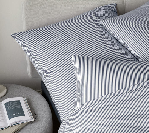 Jersey Bettwäsche Sister Stripe in Blau Streifen Schlafzimmer #farbe_Blau