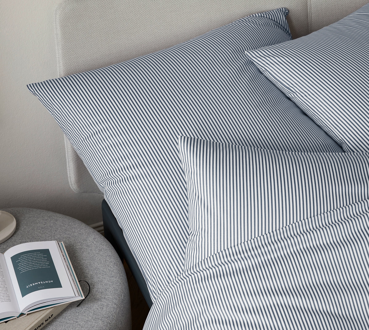 Jersey Bettwaesche Solid Stripe Jersey in Blau Streifen Schlafzimmer #farbe_Blau