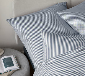 Jersey Bettwaesche Solid Stripe Jersey in Blau Streifen Schlafzimmer 