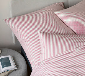 Jersey Bettwaesche Solid Stripe Jersey in Rose Streifen Schlafzimmer 