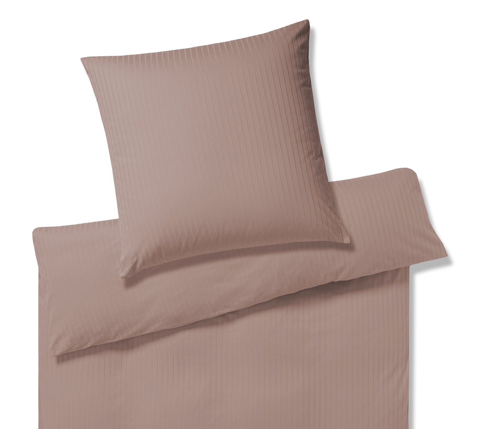 Jersey Bettwäsche Solid Stripe in Kakao Uni-Struktur Freisteller #farbe_Solid Stripe Kakao