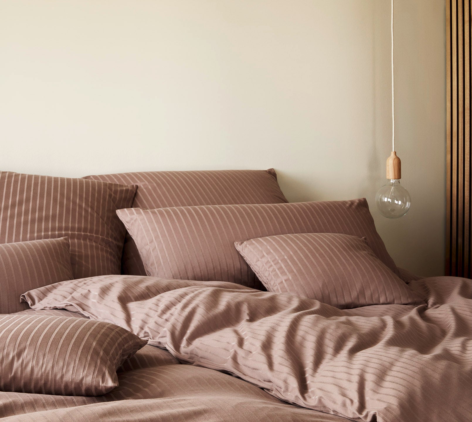 Jersey Bettwäsche Solid Stripe in Kakao Uni-Struktur Schlafzimmer #farbe_Solid Stripe Kakao