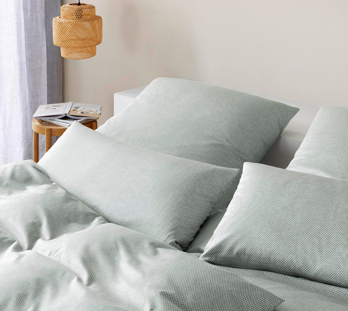 Jersey Bettwäsche Twine Jersey in Salbei Grafik Karo Schlafzimmer #farbe_Twine Salbei