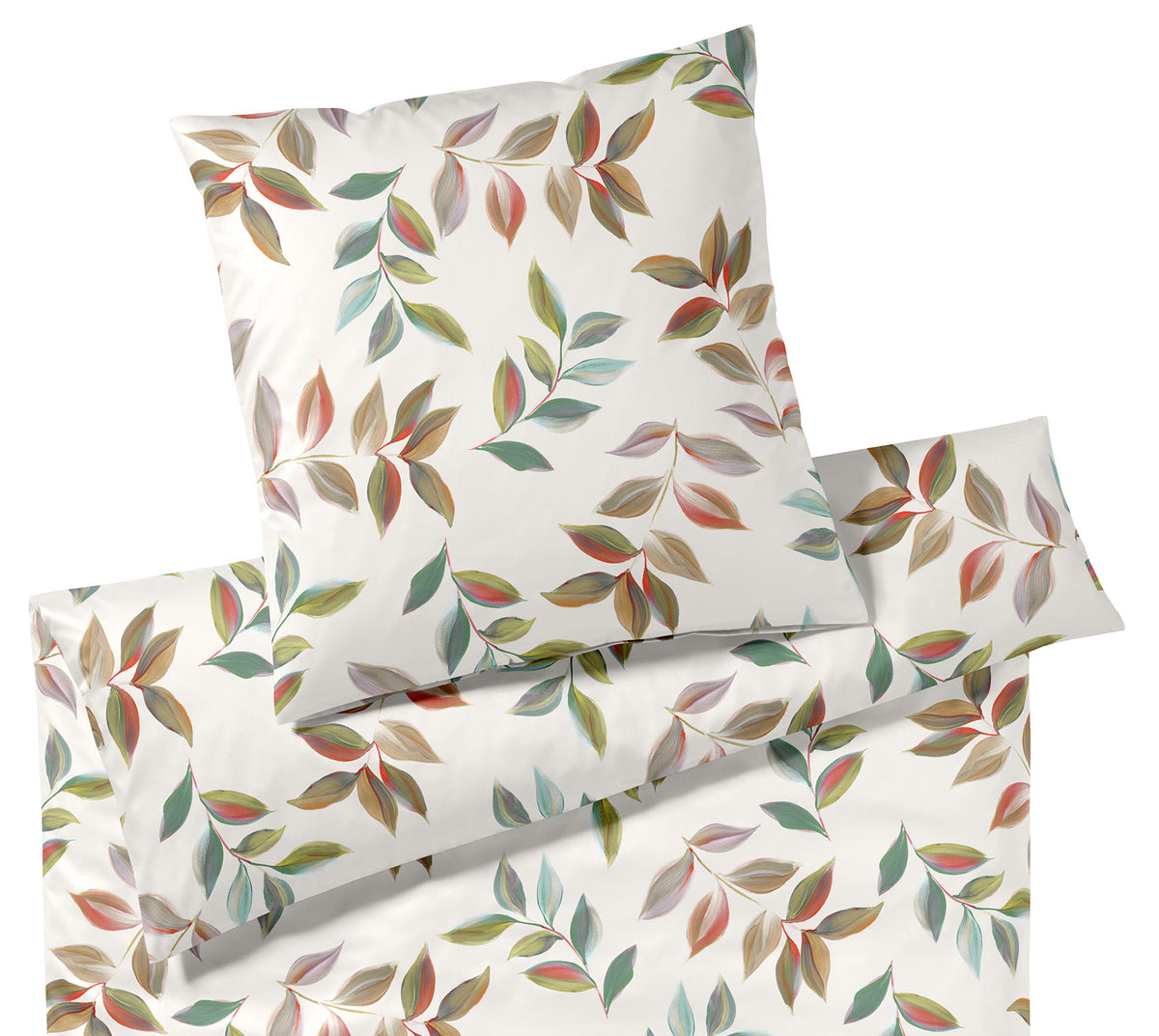 Jersey Bettwäsche Wave in Creme Blätter Freisteller #farbe_Wave Creme