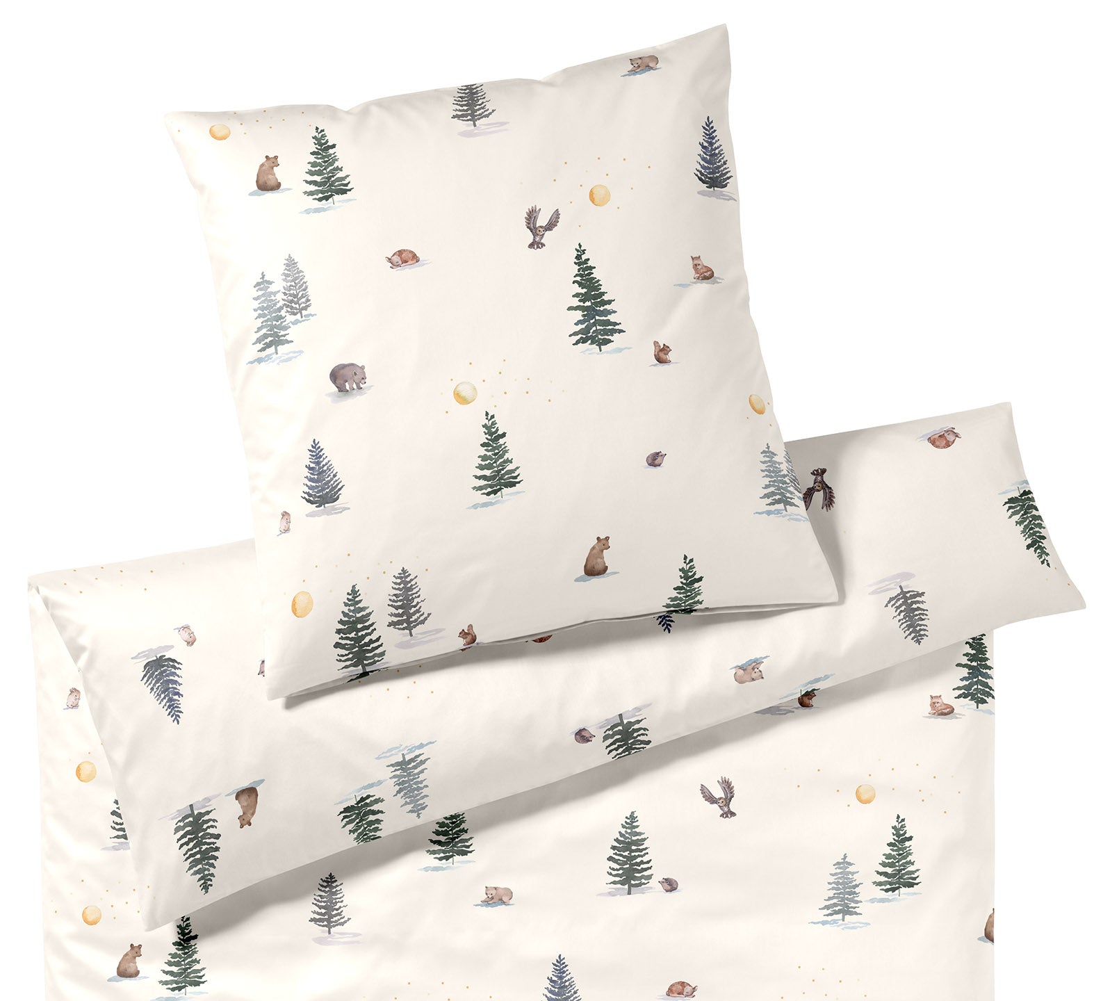 Jersey Bettwäsche Winterwald Jersey in Offwhite Winterwaldmotive Freisteller #farbe_Winterwald Jersey Offwhite