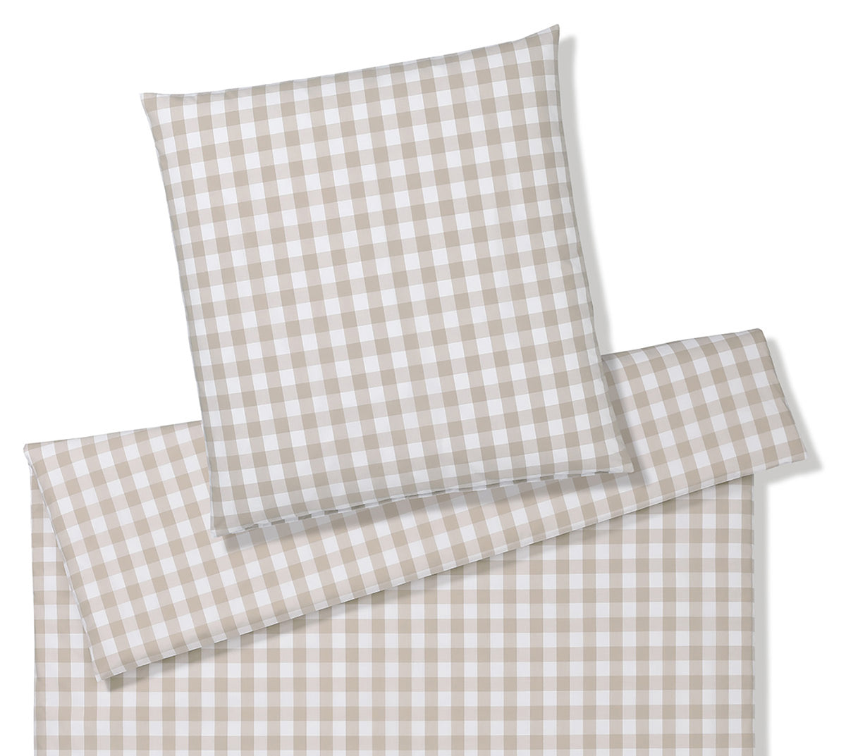 Karierte Mako Perkal Bettwaesche Farbe Beige Freisteller #farbe_Clay 