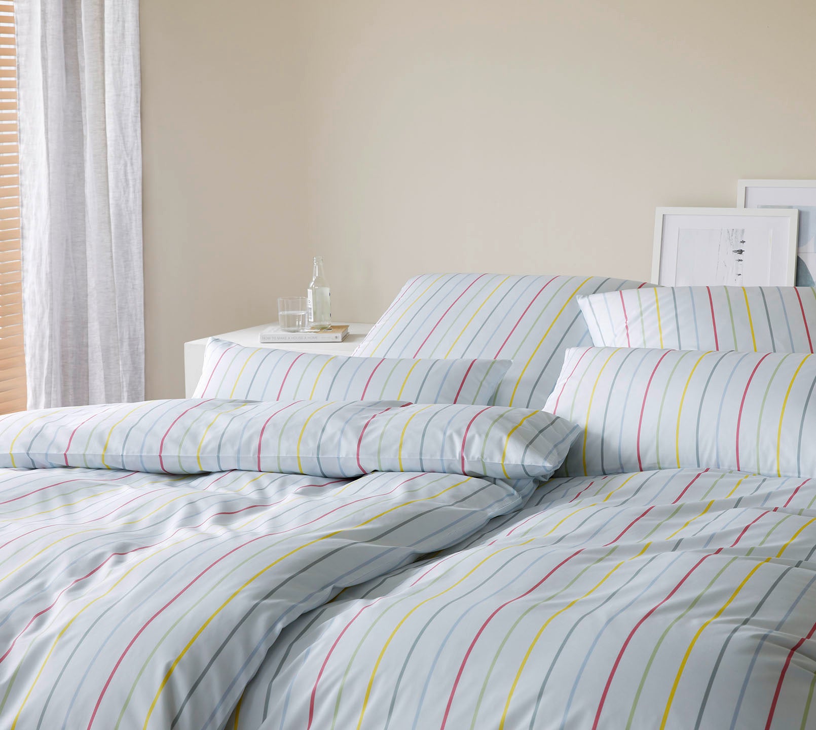 Mako Batist Bettwäsche Little in Bleu Streifen Schlafzimmer #farbe_Little Bleu