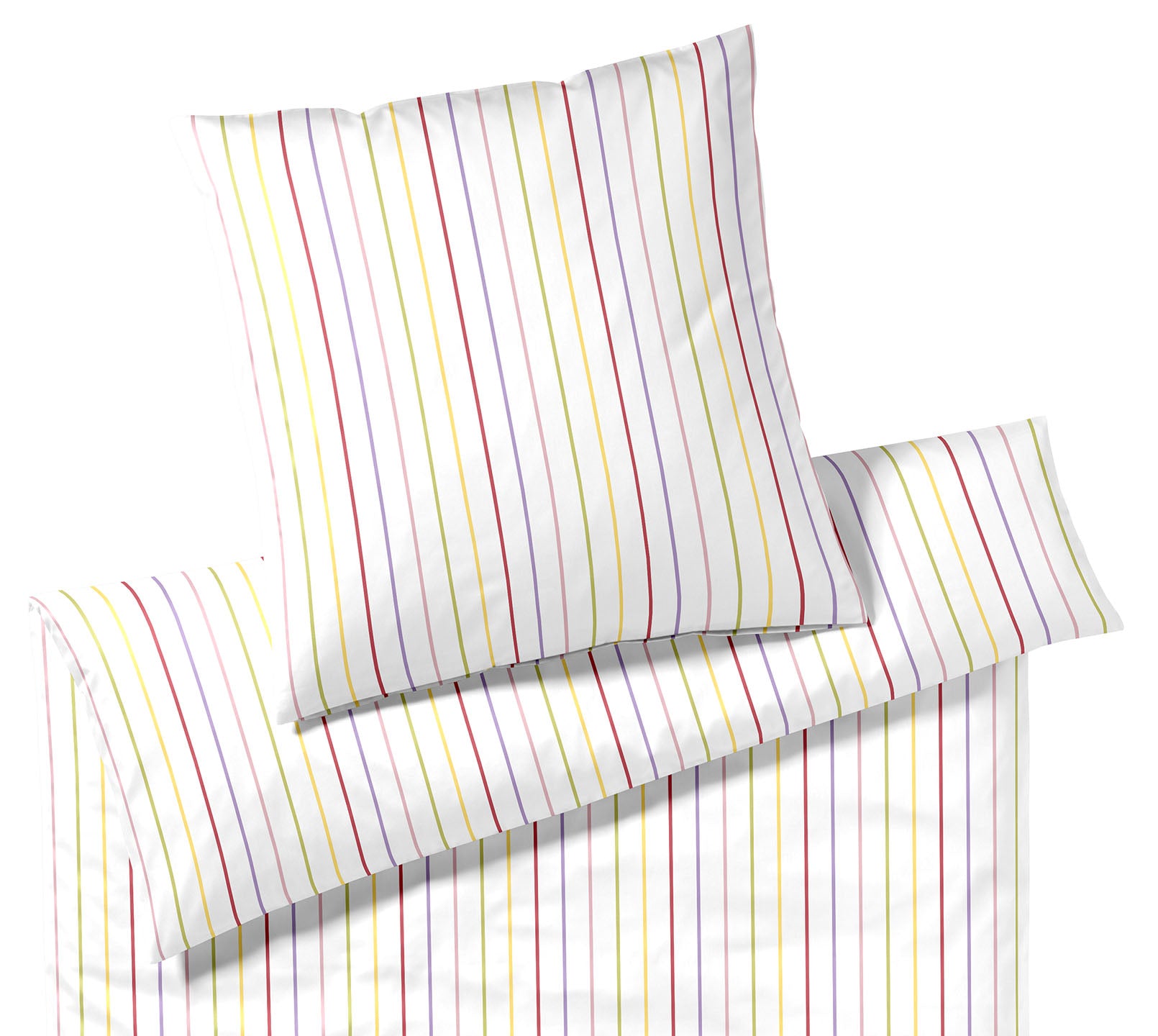 Mako Batist Bettwäsche Little in Weiß Streifen Freisteller #farbe_Little Weiß