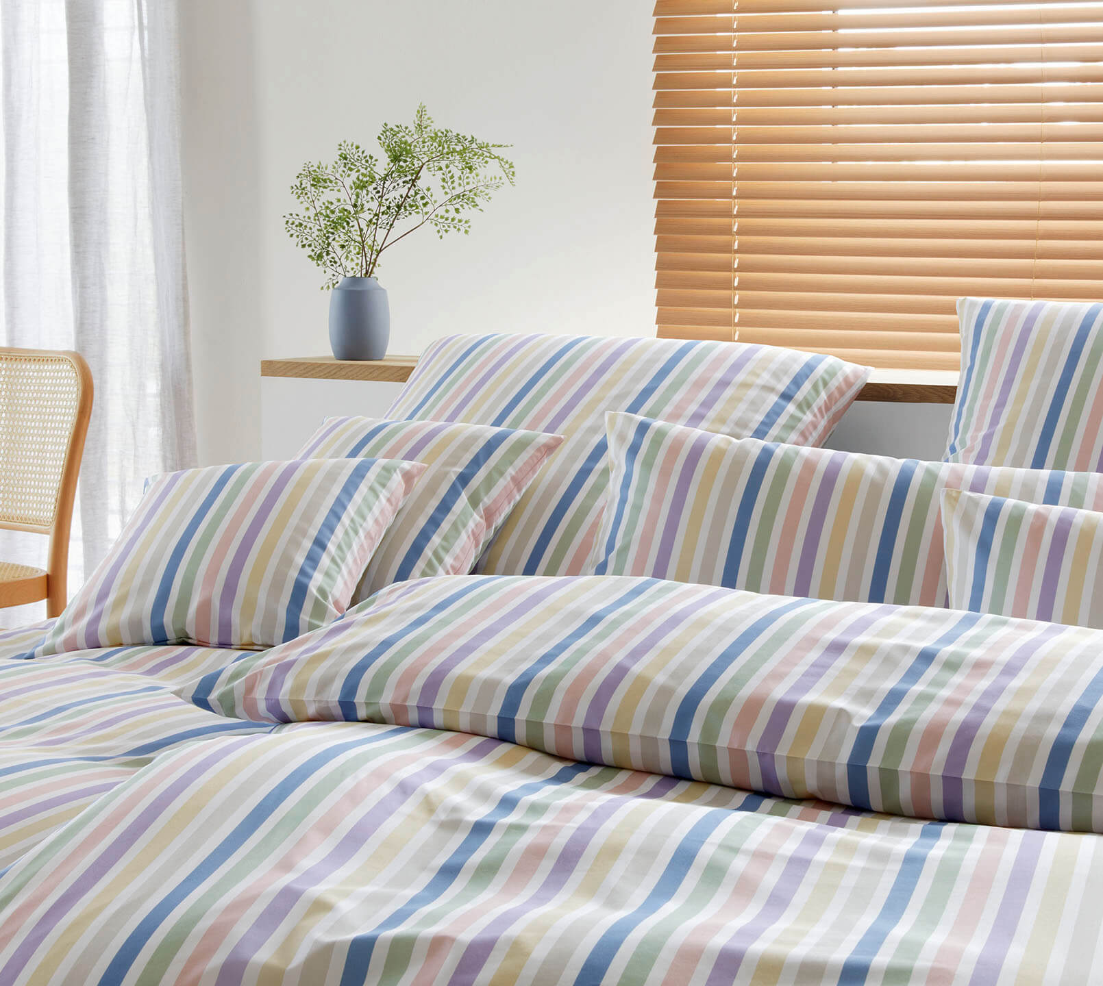 Mako Batist Bettwäsche Mille in Pastell Streifen Schlafzimmer #farbe_Mille Pastell