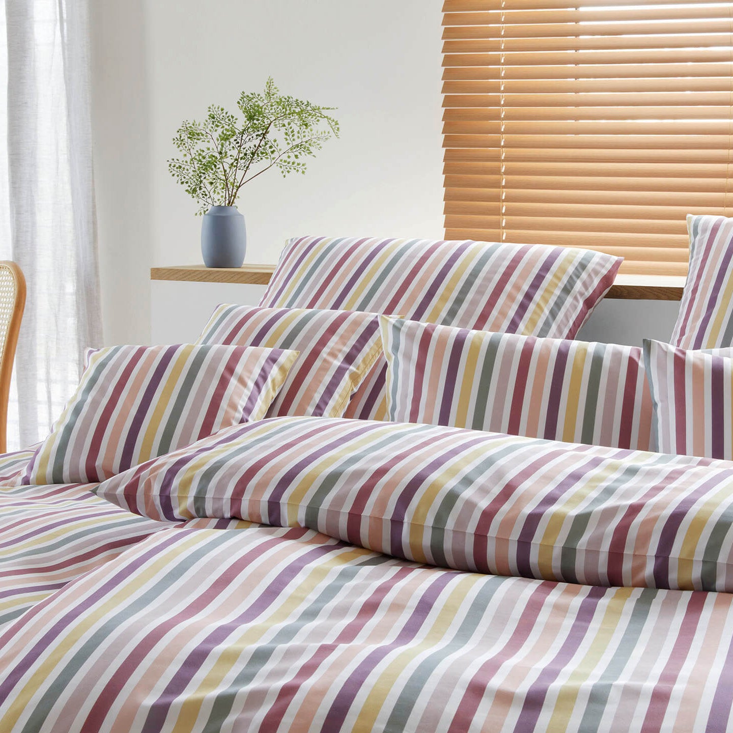 Mako Batist Bettwäsche Mille in Mauve Streifen Schlafzimmer #farbe_Mille Mauve