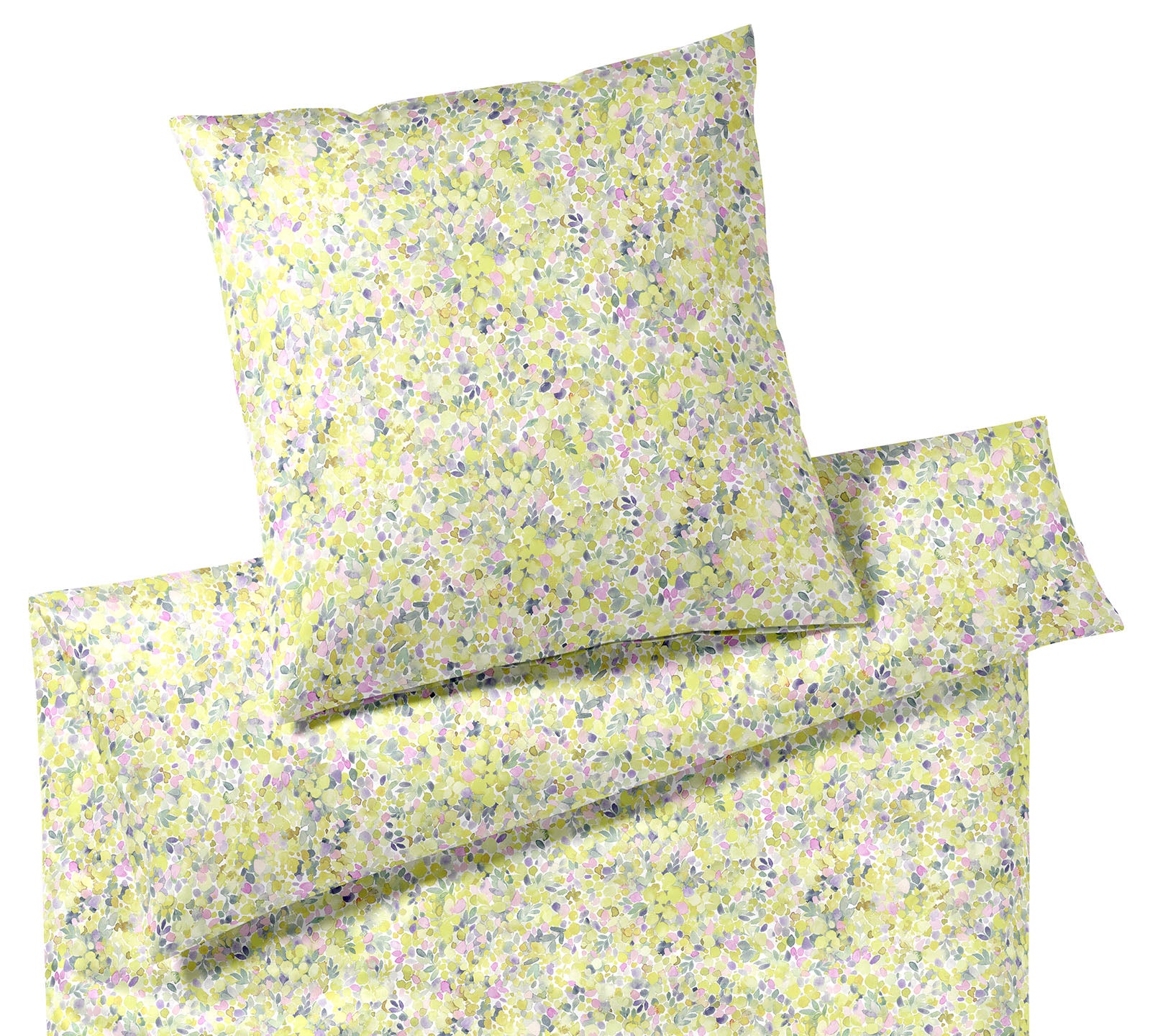 Mako Batist Bettwäsche Mimosa in Apfelgrün Blütenblätter Freisteller #farbe_Mimosa Apfelgrün