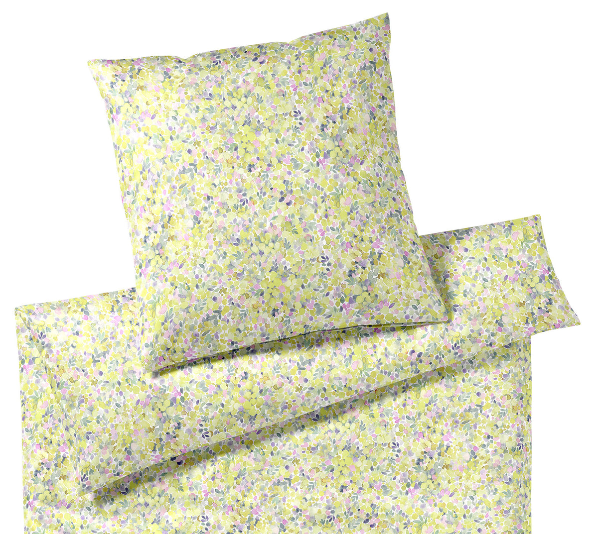 Mako Batist Bettwäsche Mimosa in Apfelgrün Blütenblätter Freisteller #farbe_Mimosa Apfelgrün