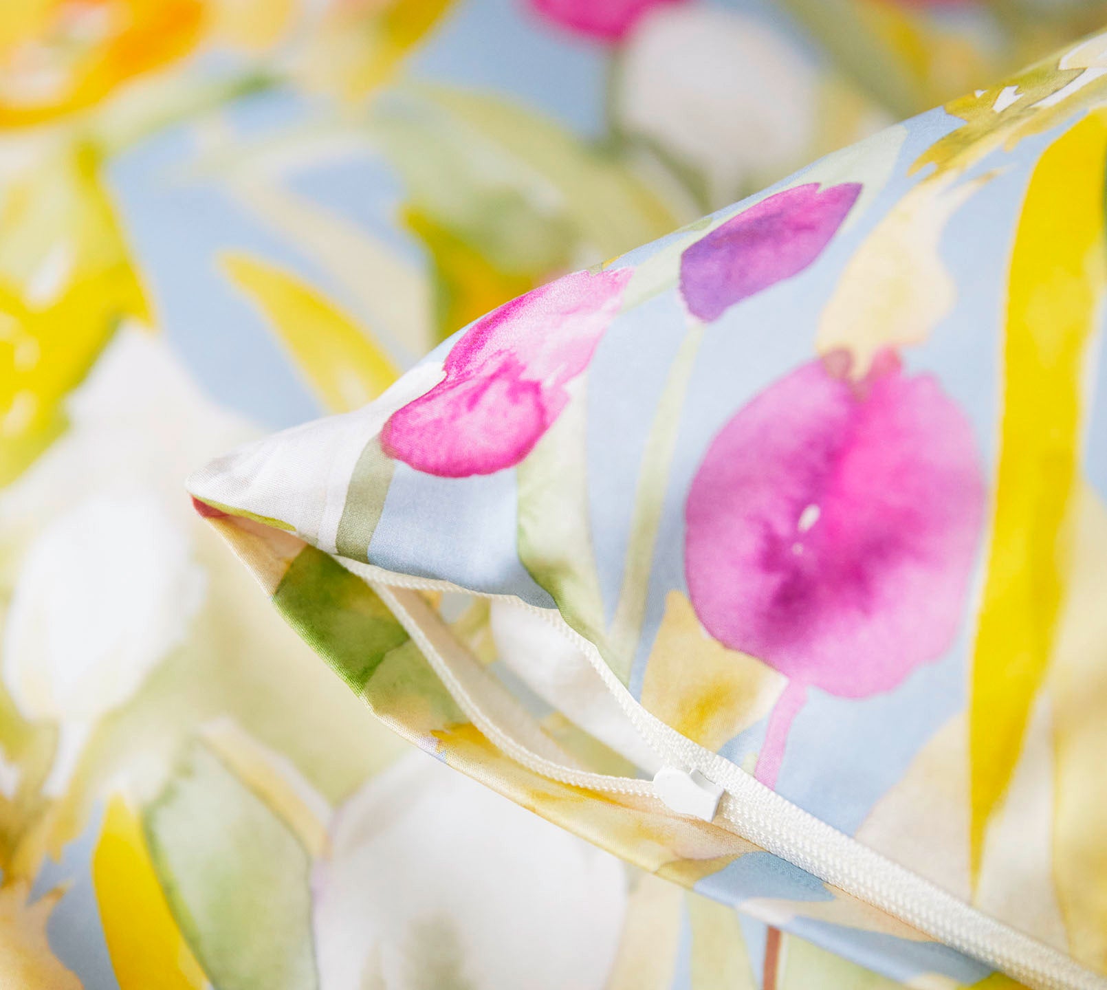 Mako Batist Bettwäsche Tulpen in Blau Tulpen Reißverschluss #farbe_Tulpen Blau