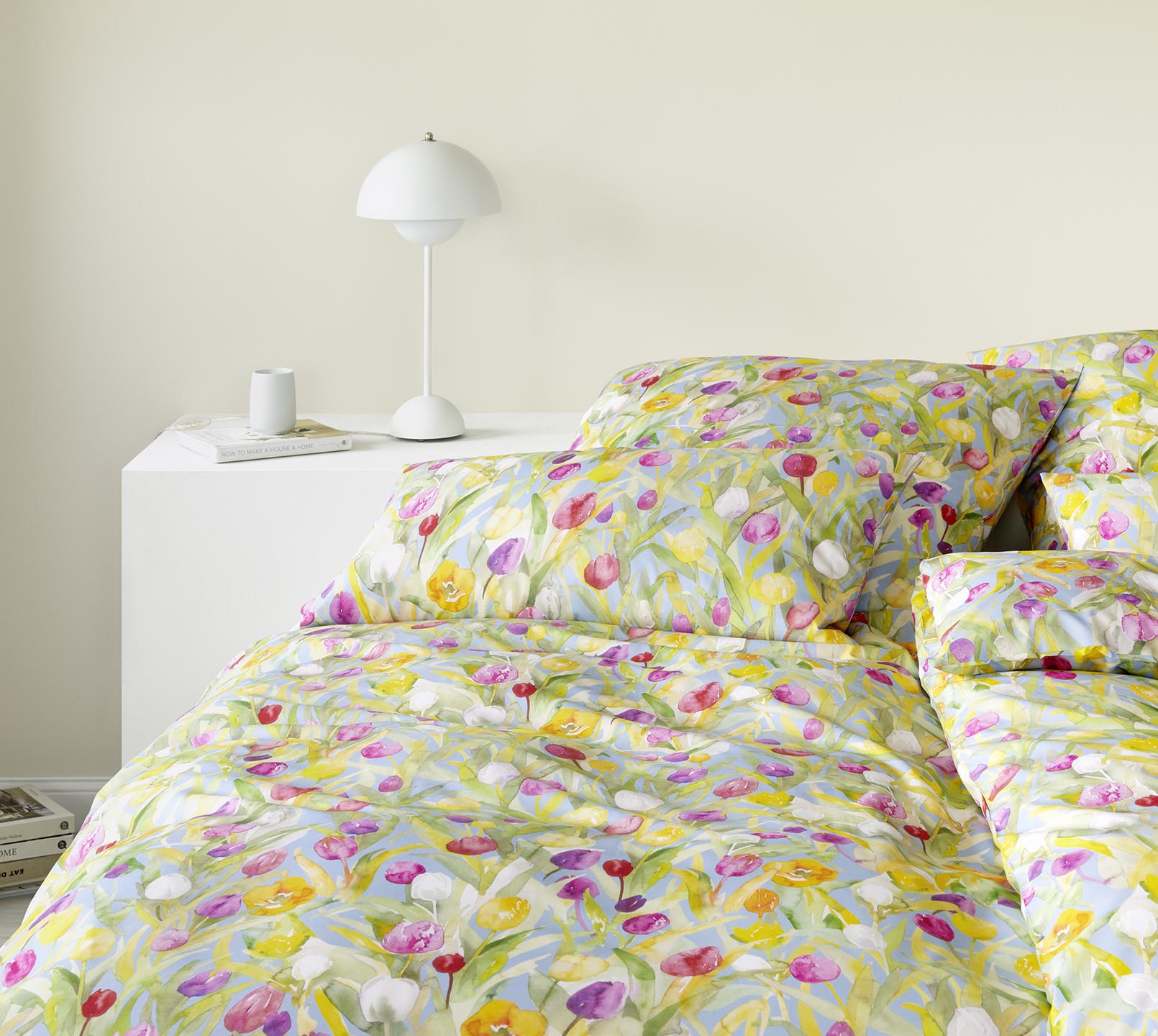 Mako Batist Bettwäsche Tulpen in Blau Tulpen Schlafzimmer #farbe_Tulpen Blau