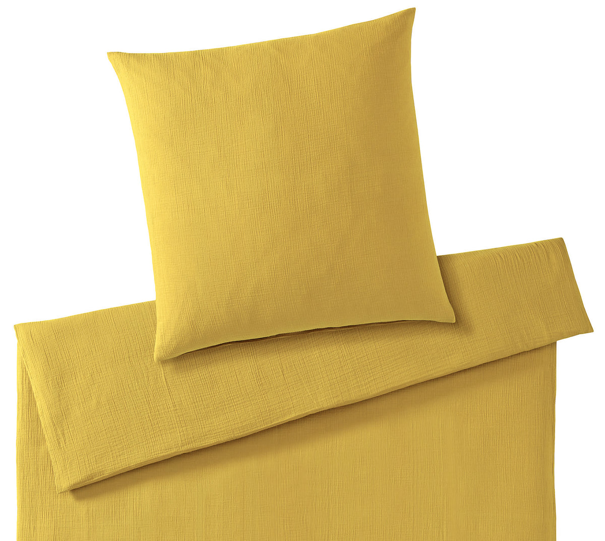 Musselin Bettwäsche Smooth in Sonne Uni Freisteller #farbe_Smooth Sonne 