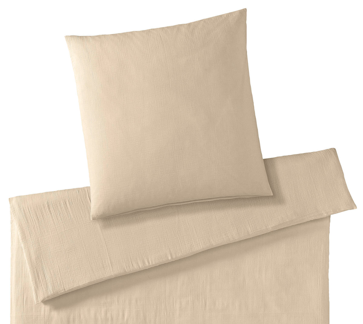 Musselin Bettwäsche Smooth in Beige Uni Freisteller #farbe_Smooth Beige
